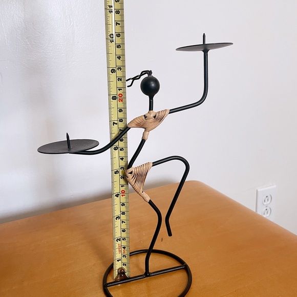 Vintage Unique Rattan Metal Person Candle Holder - Picture 2 of 3